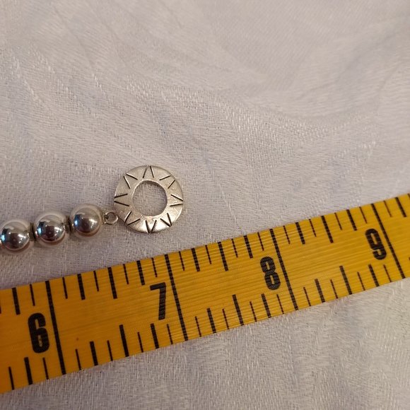 Round Ball Sterling Bracelet with toggle clasp - Picture 4 of 5